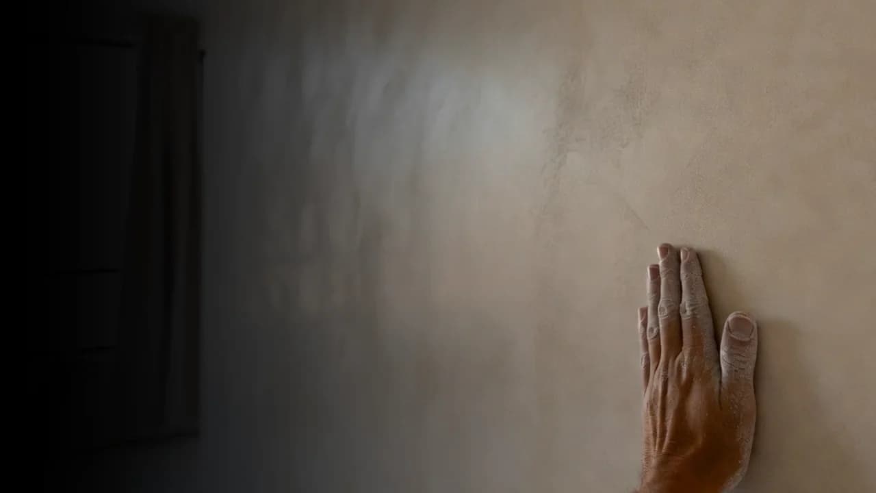  Blog header showing how long paint takes to dry vs fully cure with hand on wall