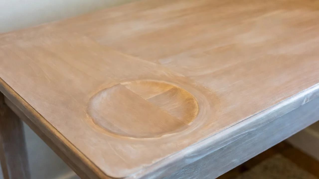Chalk and milk paint plate dent on table
