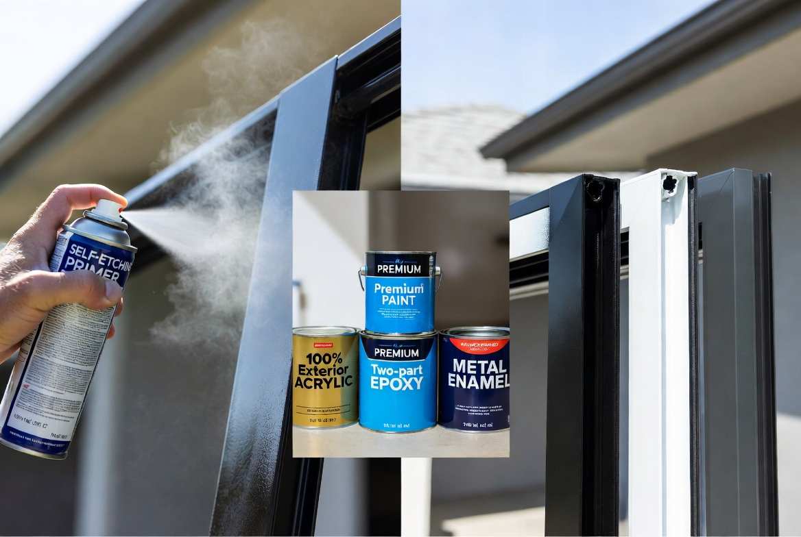 Self-etching primer, acrylic, epoxy and enamel paints for aluminium frames