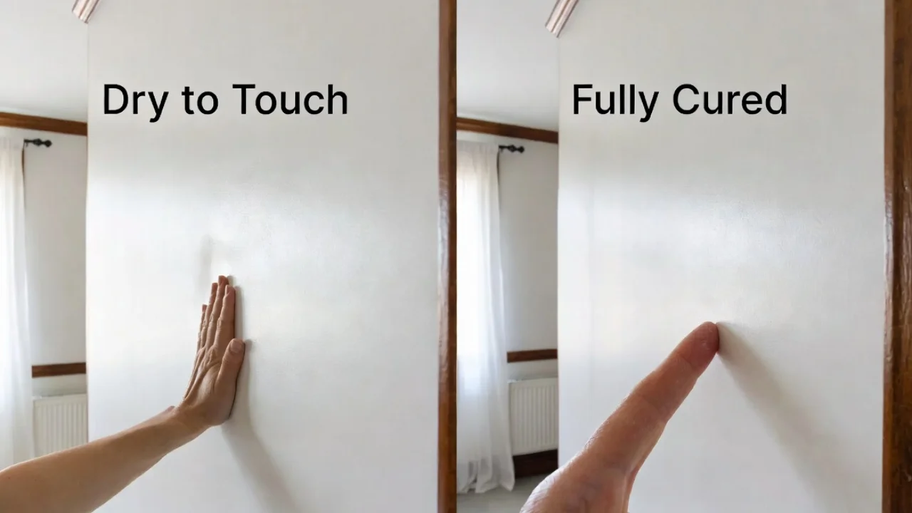 Split-screen: paint dry to touch vs fully cured